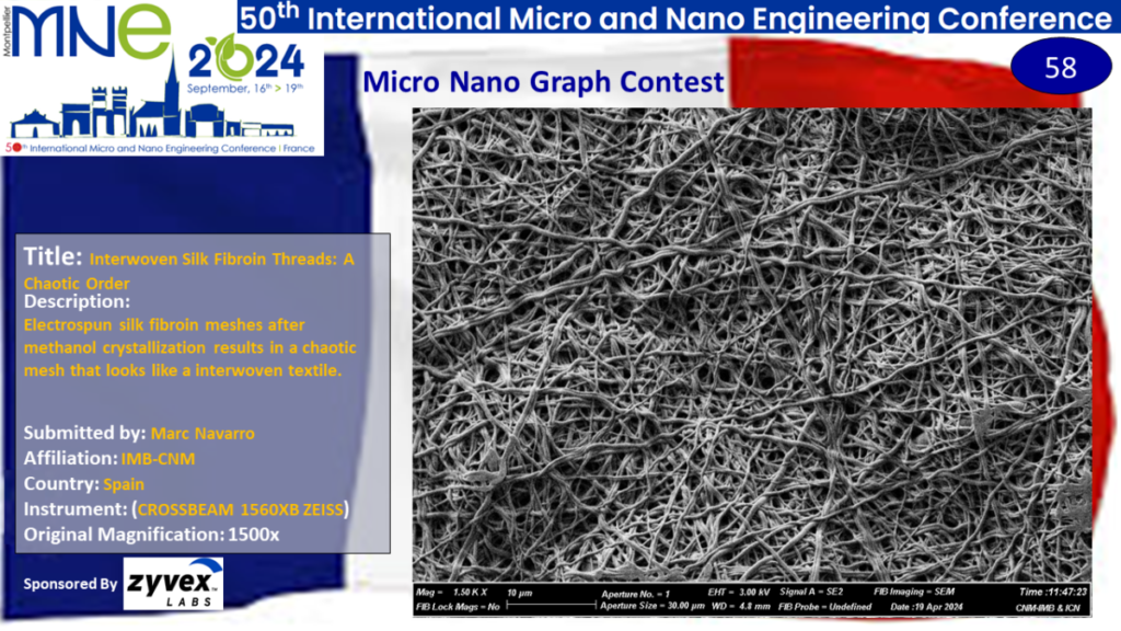 "Interwoven Silk Fibroin Threads: A Chaotic Order", A micrograph contest entry submitted by Marc Navarro from IBM-CNM in Spain.